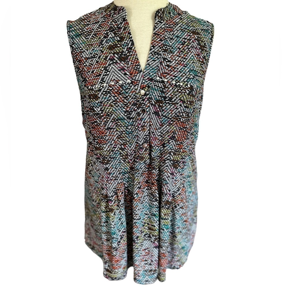 COCOMO 1X multicolored Plus size sleeveless women’s Blouse top shirt